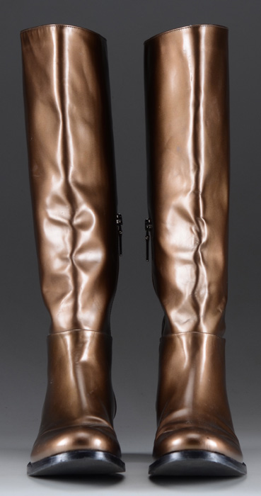 Women's Prada Milano Designer Boots in Bronze, Size 36