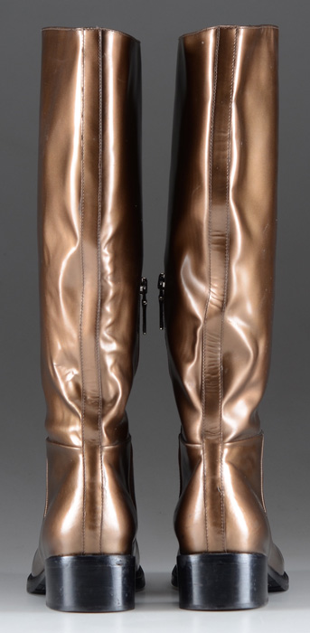 Women's Prada Milano Designer Boots in Bronze, Size 36