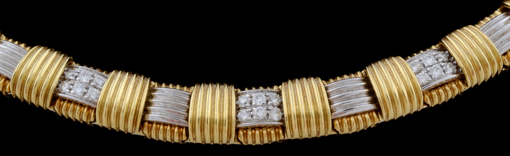 Roberto Coin Designer Apassionata 18K Two Tone Gold, Diamond, and Ruby Collar Necklace