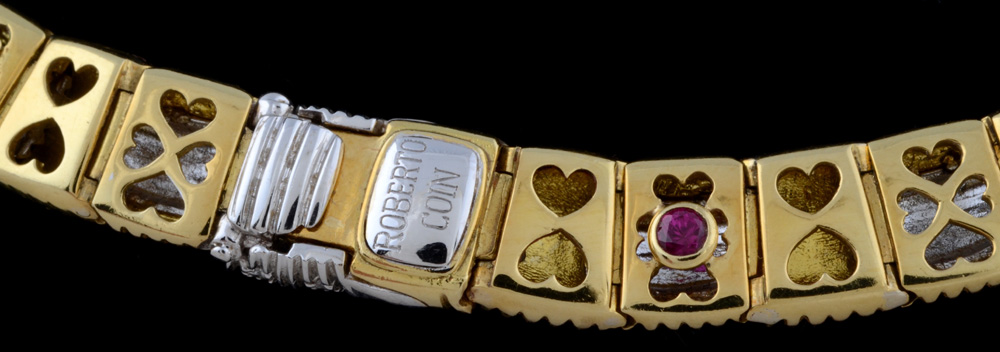 Roberto Coin Designer Apassionata 18K Two Tone Gold, Diamond, and Ruby Collar Necklace