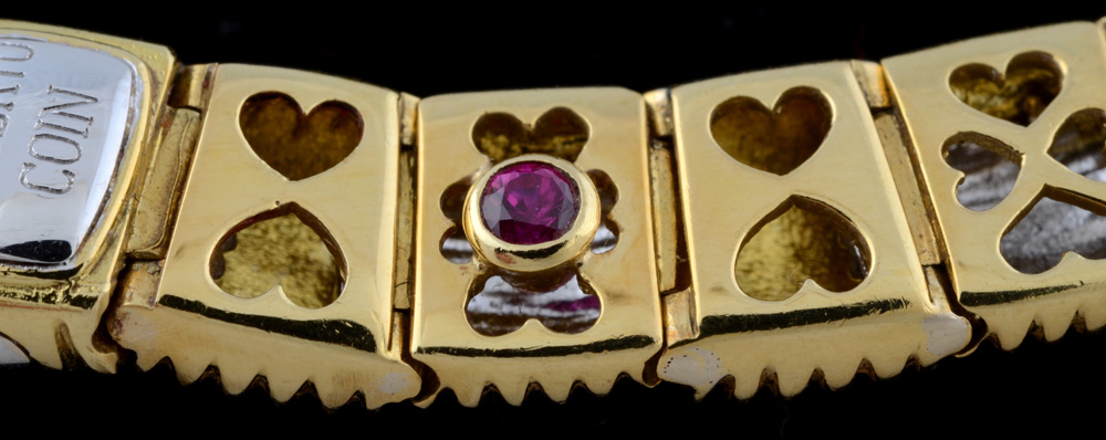 Roberto Coin Designer Apassionata 18K Two Tone Gold, Diamond, and Ruby Collar Necklace