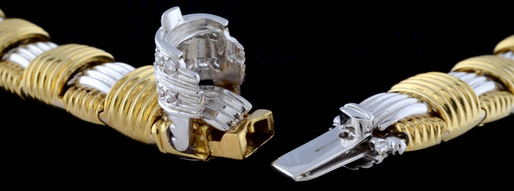 Roberto Coin Designer Apassionata 18K Two Tone Gold, Diamond, and Ruby Collar Necklace