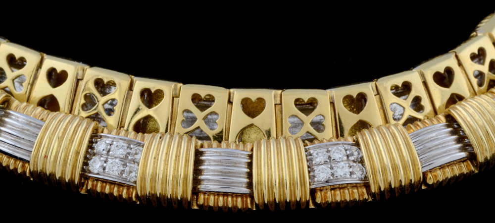 Roberto Coin Designer Apassionata 18K Two Tone Gold, Diamond, and Ruby Collar Necklace