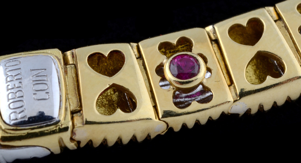 Roberto Coin Designer Apassionata 18K Two Tone Gold, Diamond, and Ruby Collar Necklace