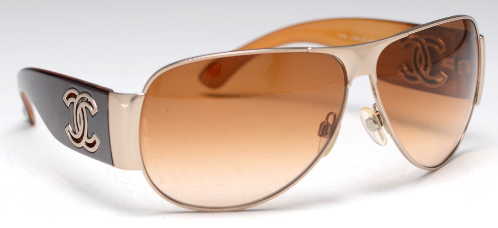 Pair of Chanel Aviator Style Sunglasses with Case