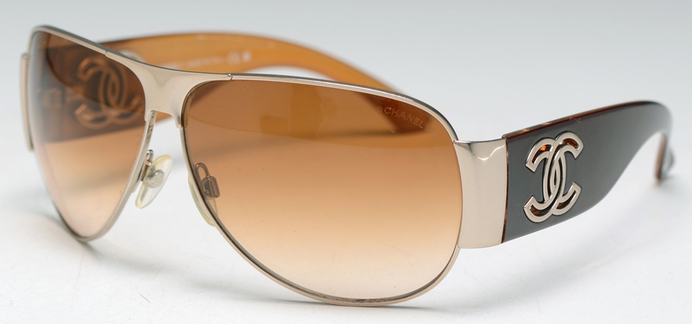 Pair of Chanel Aviator Style Sunglasses with Case