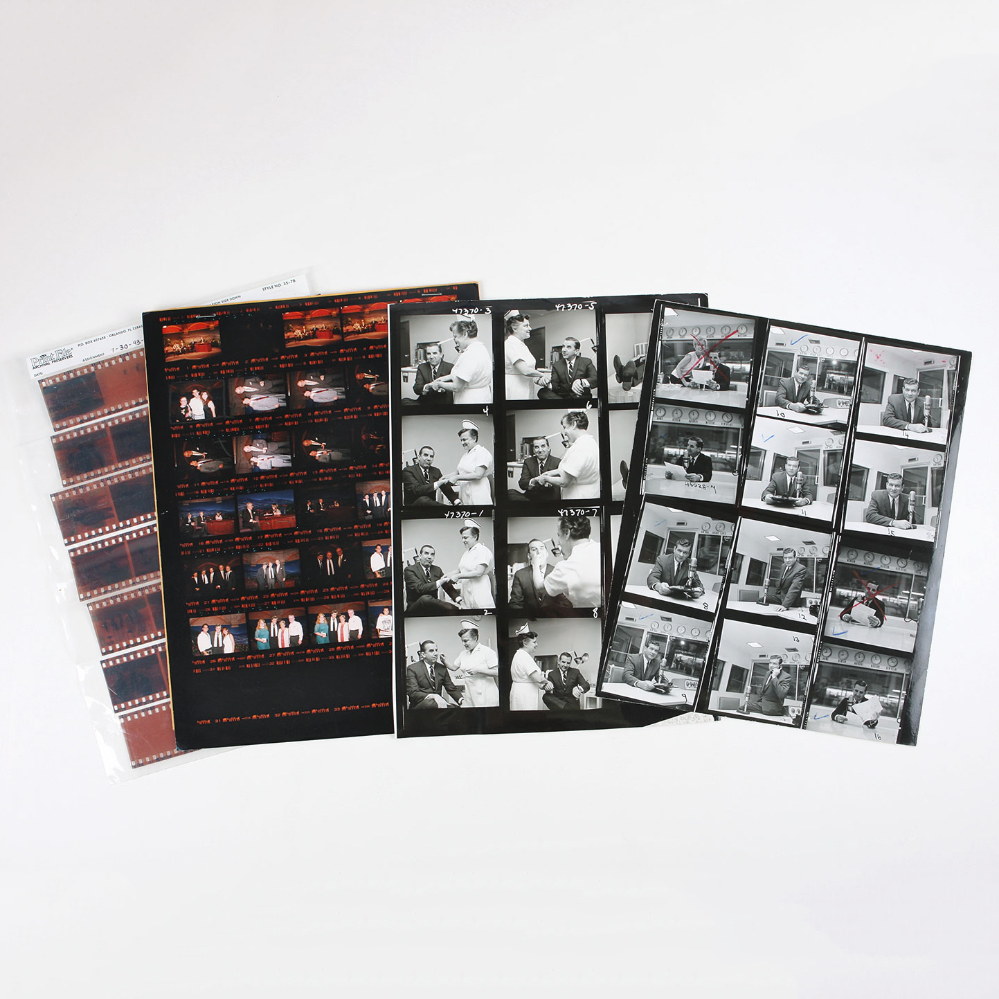 Grouping of NBC Contact Sheets and Negatives Featuring Ed McMahon and Jay Leno