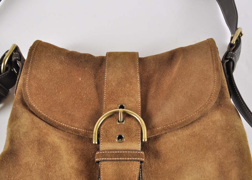 Suede Coach Hobo Bag