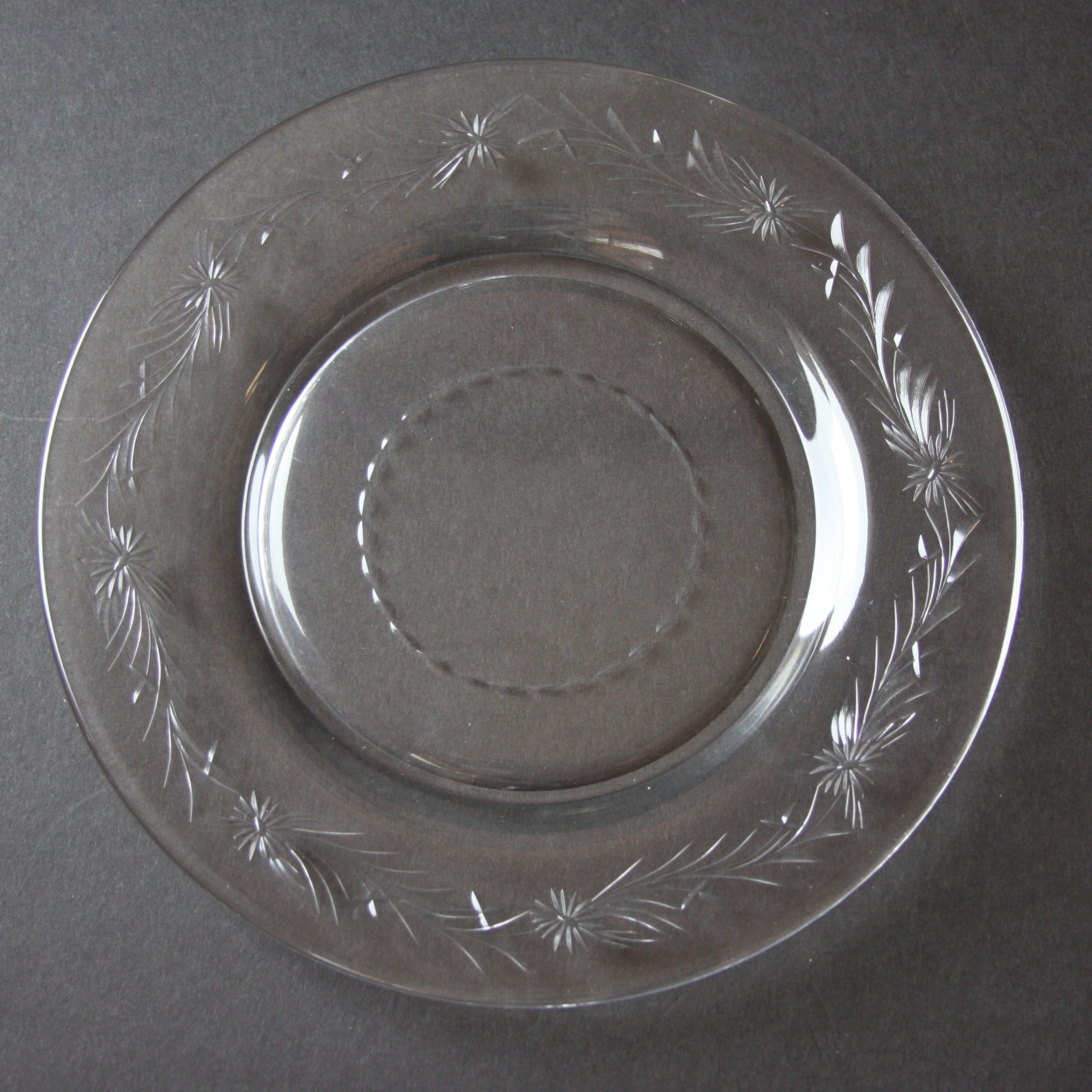 Large Set of Vintage Hawkes "Marcella" Crystal Stemware with Matching Bowls and Glass Plates