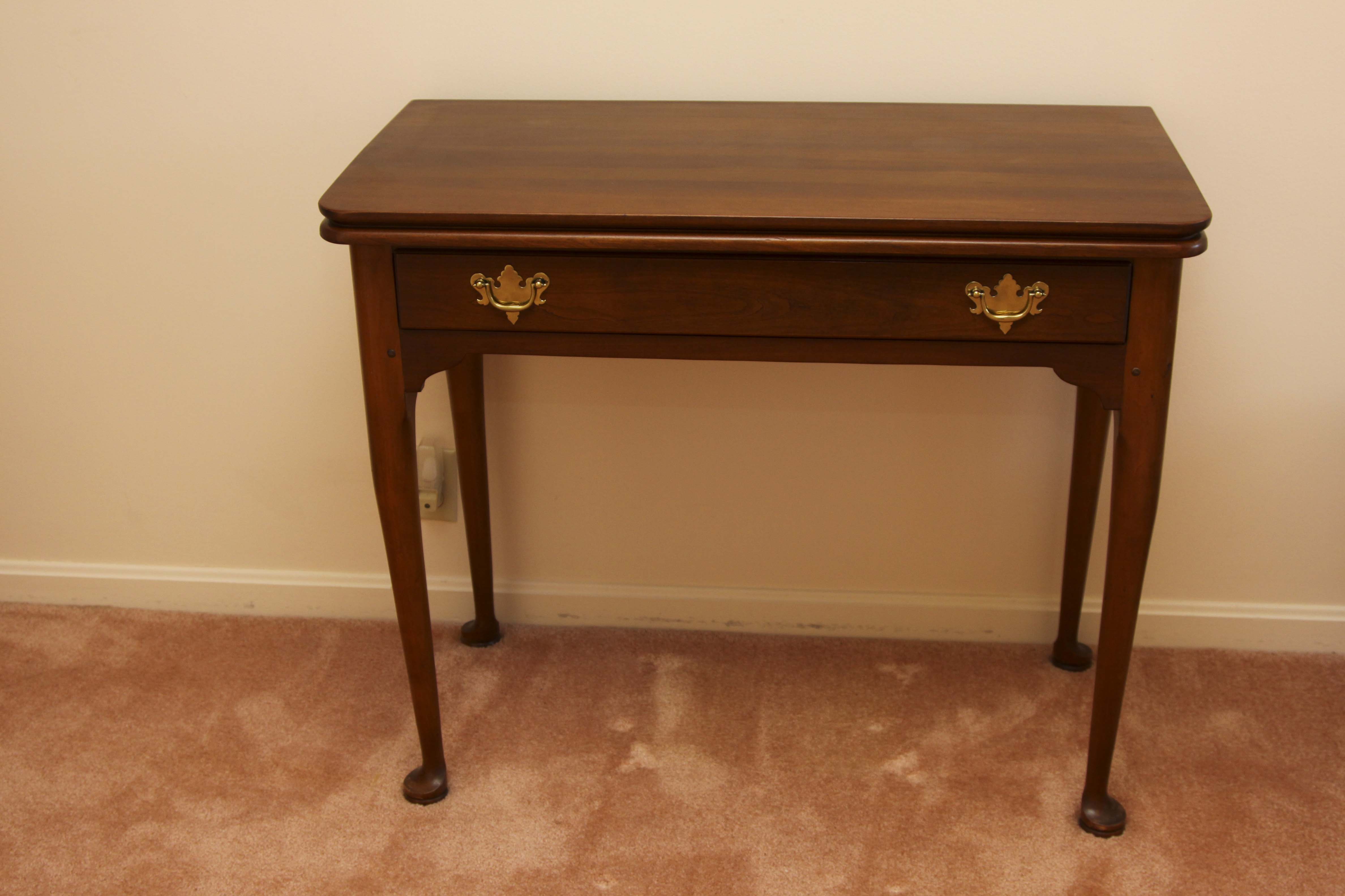 Stickley Fold-Over Top Game Table with Drawer