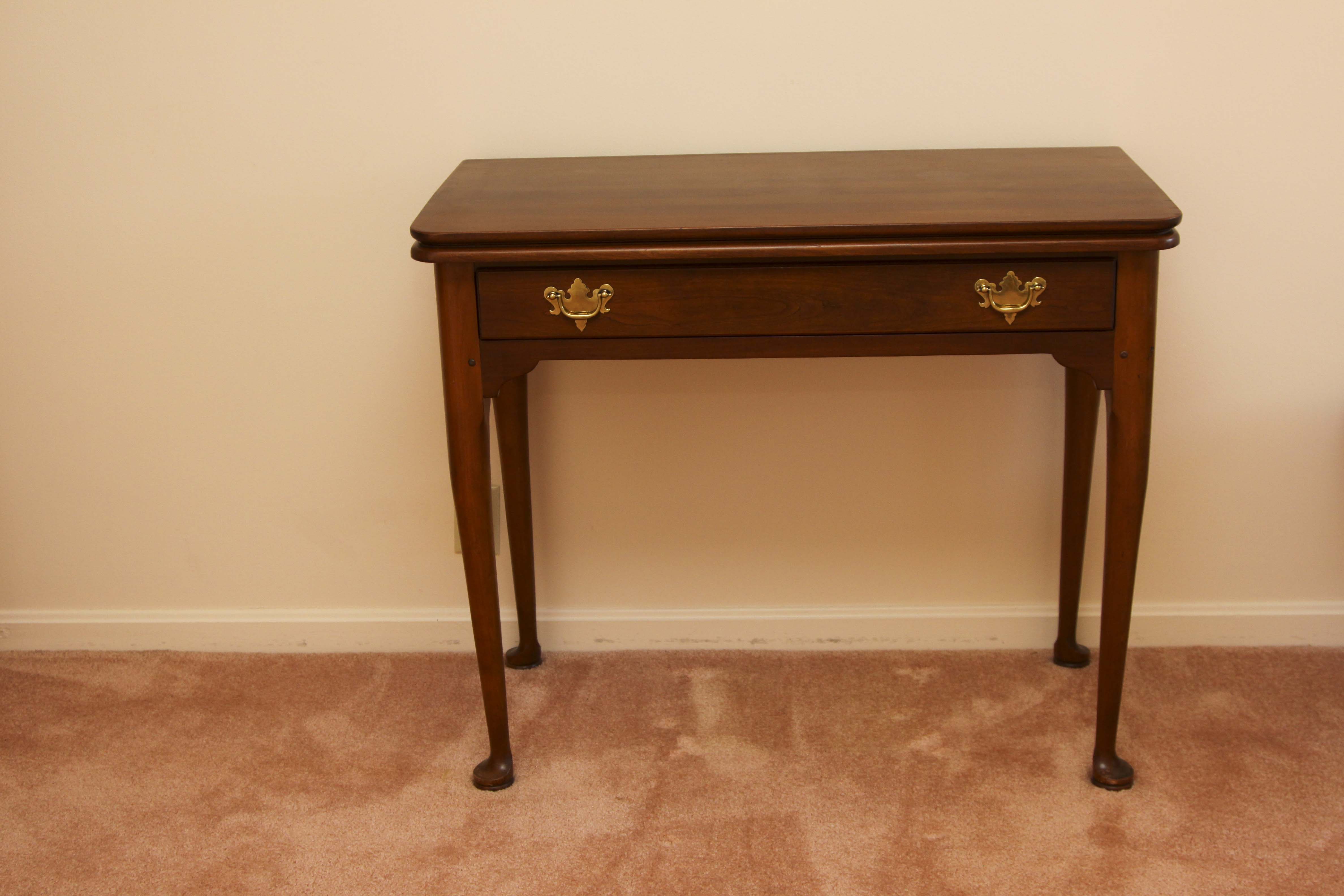 Stickley Fold-Over Top Game Table with Drawer