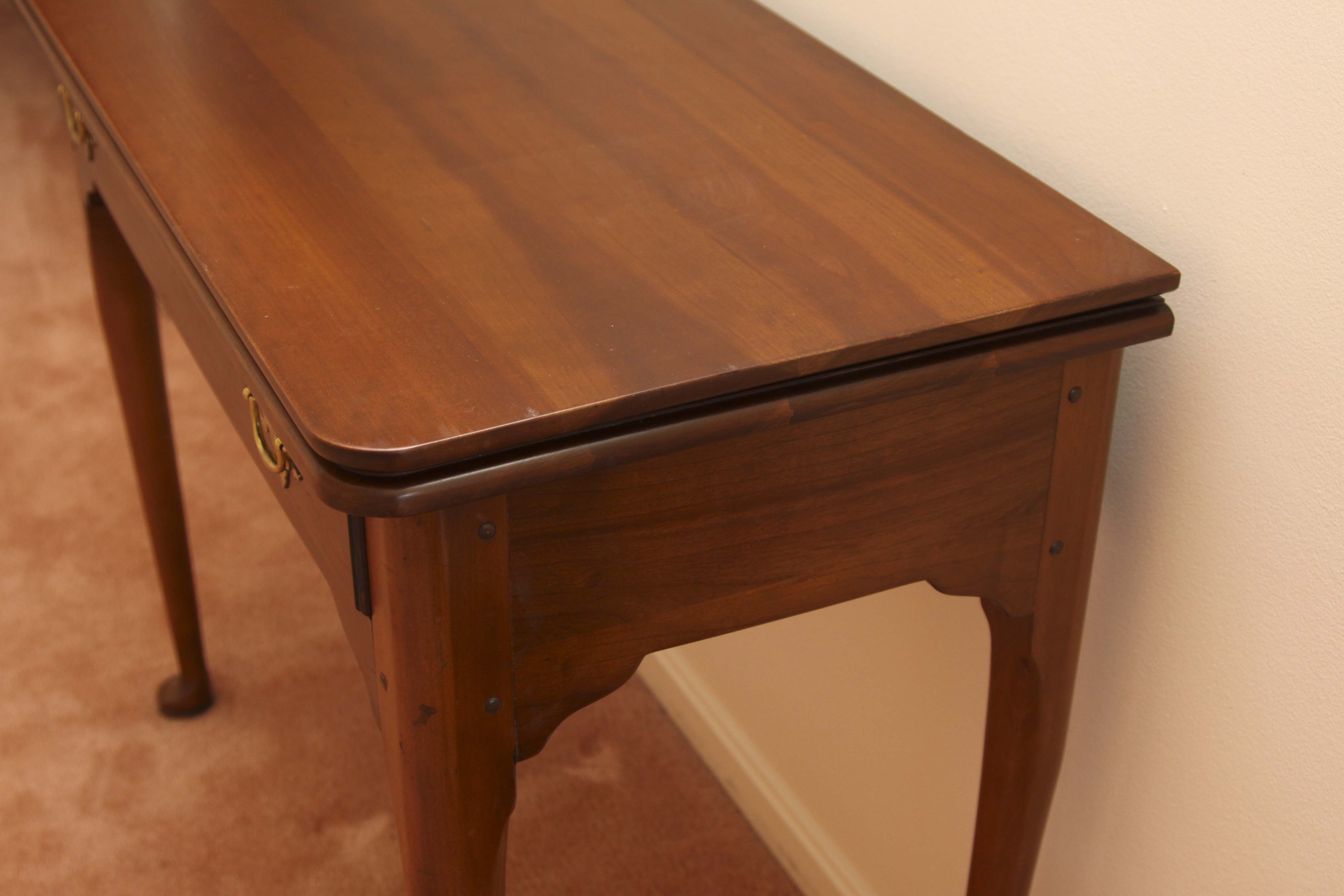 Stickley Fold-Over Top Game Table with Drawer