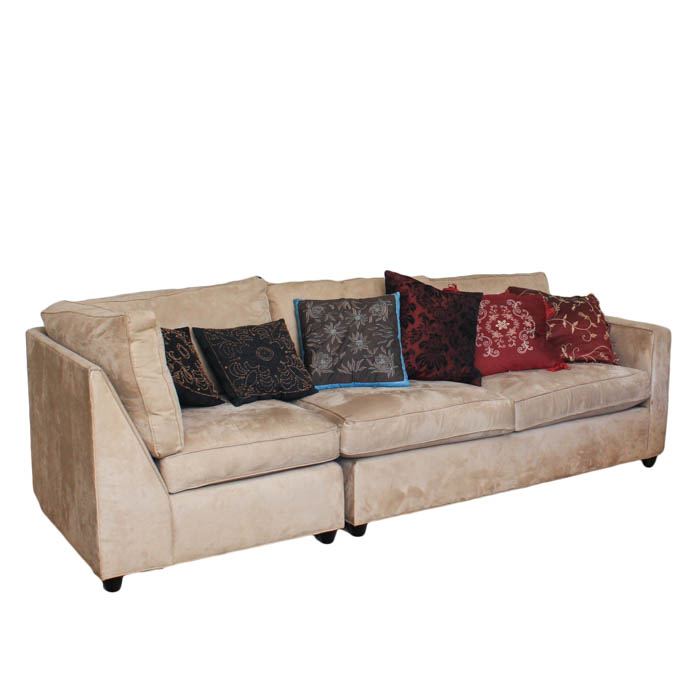 Camel Microsuede Sectional Sofa