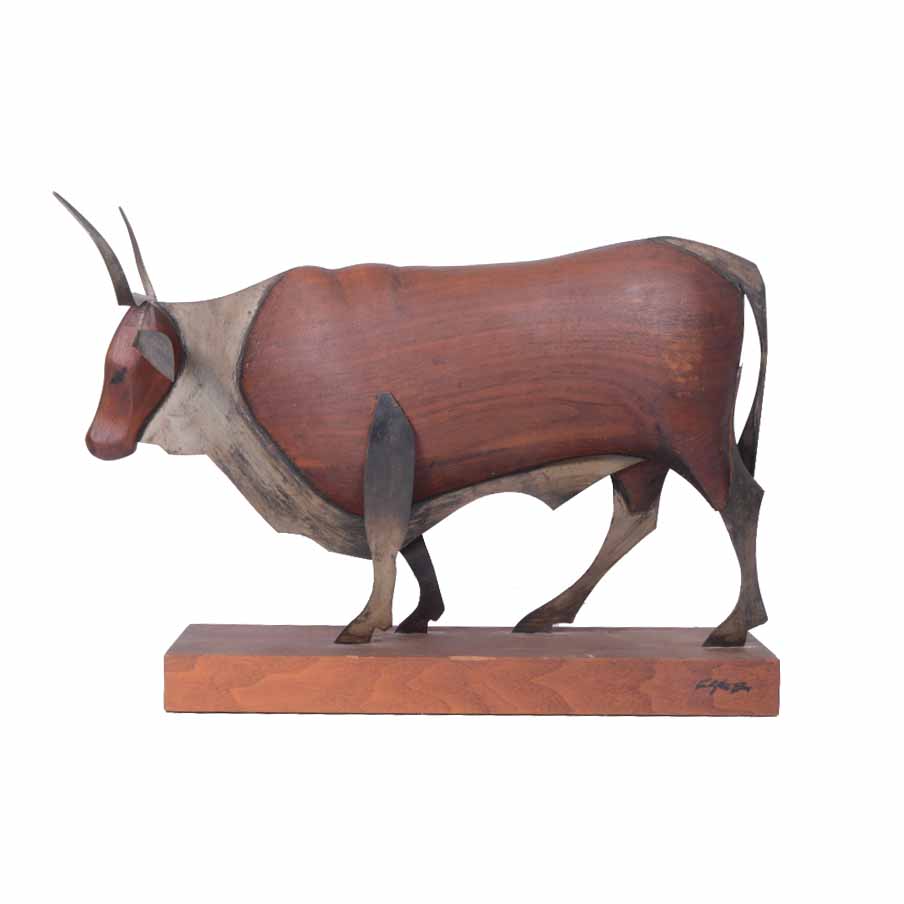Signed Steer Sculpture