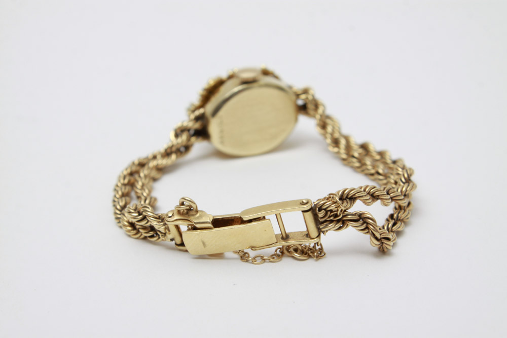 Women's 14K Gold Diamond and Opal Bracelet Watch