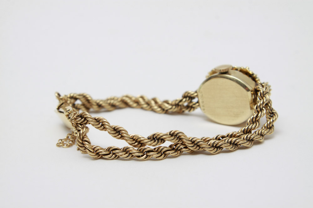 Women's 14K Gold Diamond and Opal Bracelet Watch