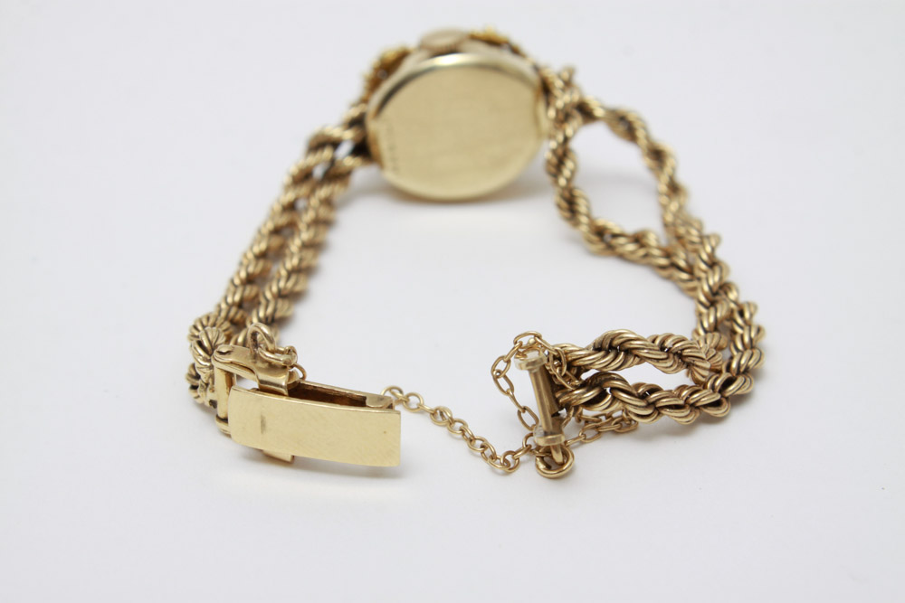 Women's 14K Gold Diamond and Opal Bracelet Watch