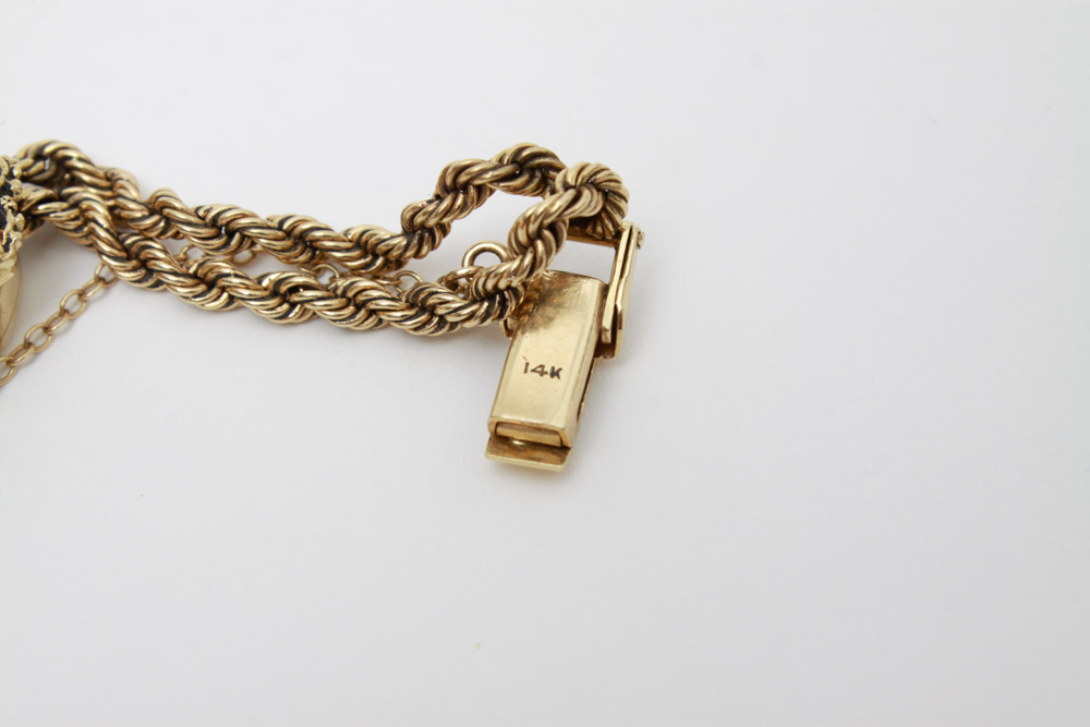 Women's 14K Gold Diamond and Opal Bracelet Watch