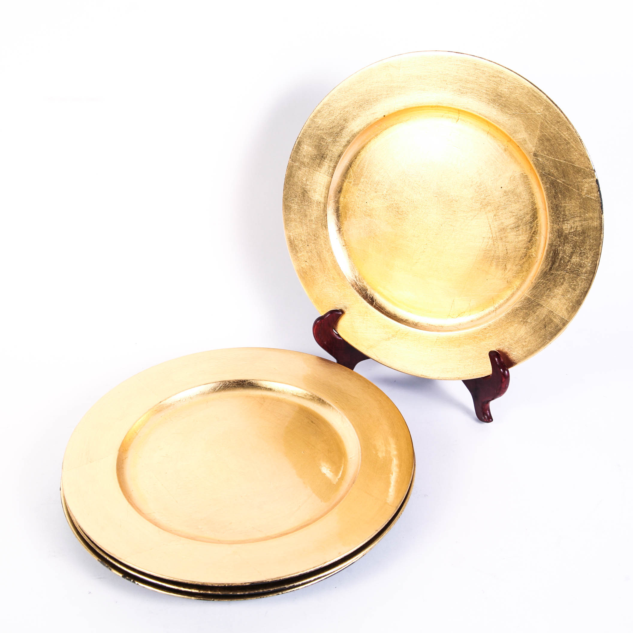 Four Gold Leaf Charger Plates by Noble Excellence