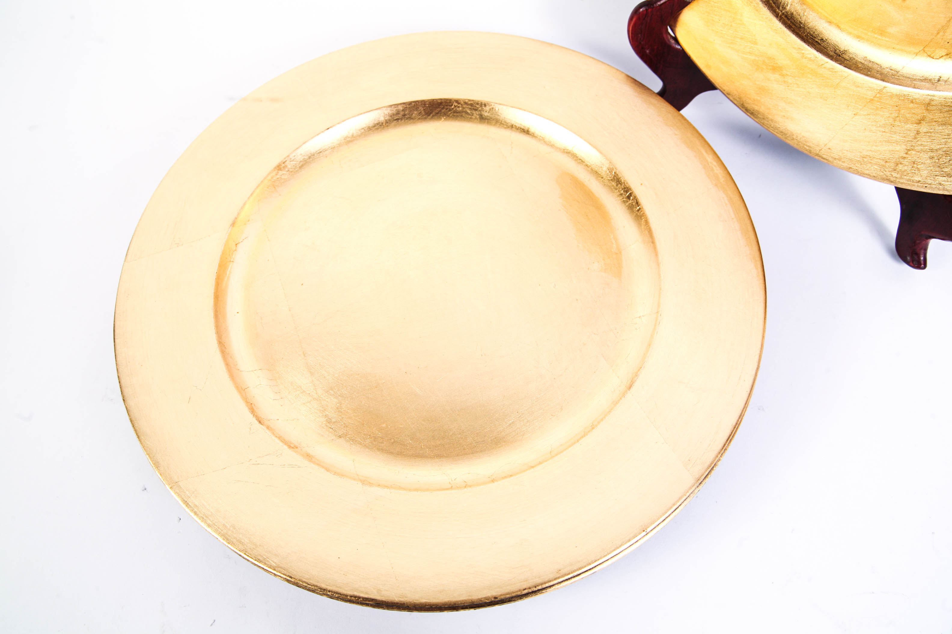Four Gold Leaf Charger Plates by Noble Excellence