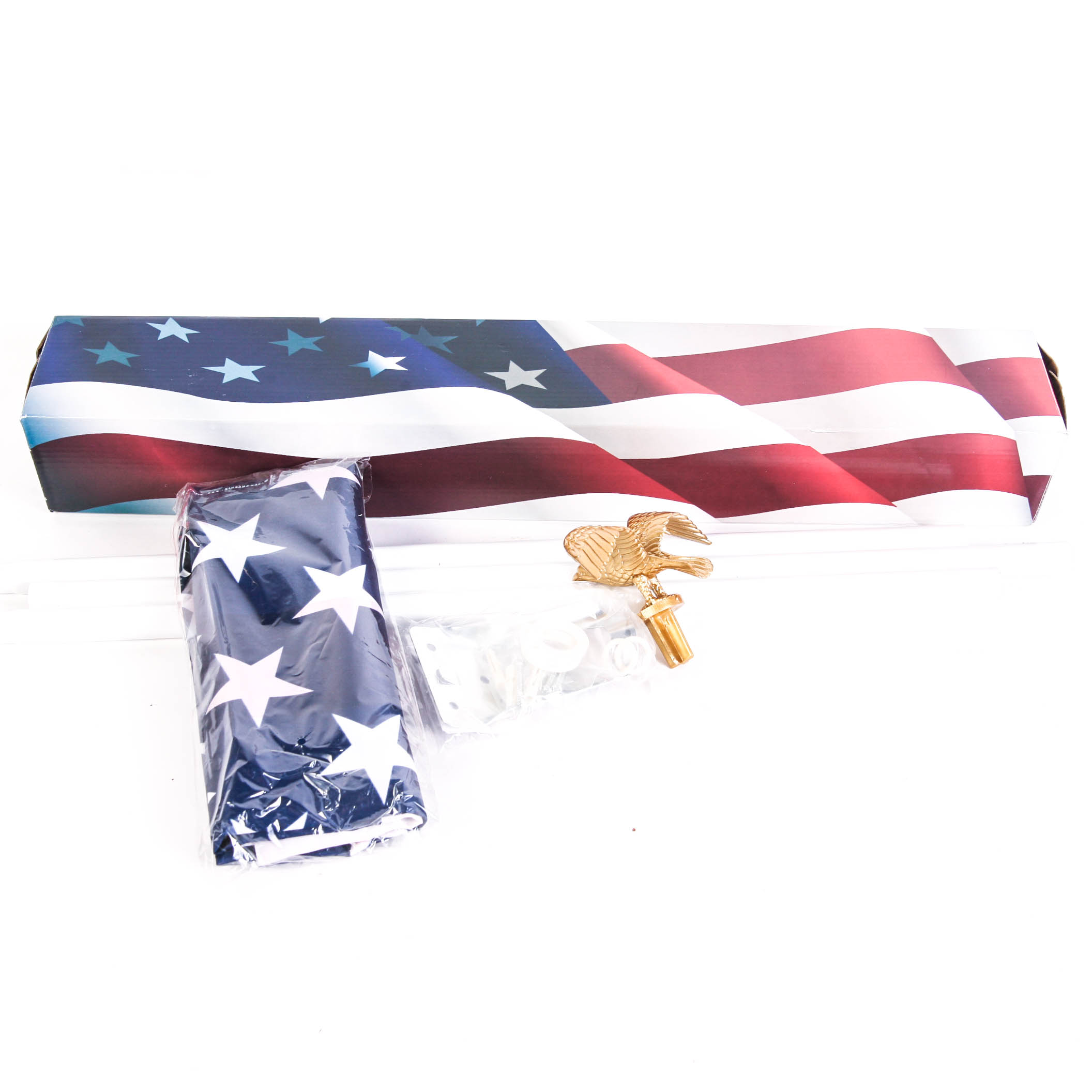 Republic Title American Flag with Poles