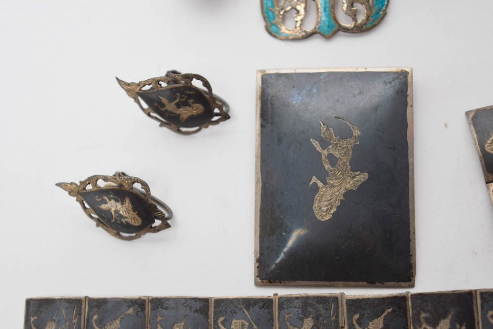 Vintage Sterling Silver and Enamel Bodhisattva Jewelry