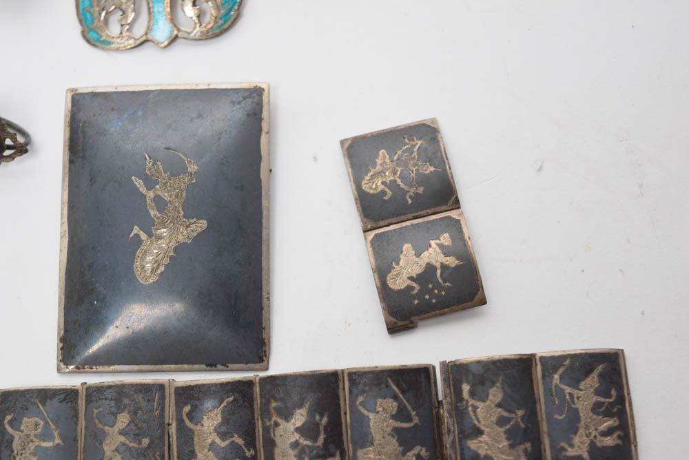 Vintage Sterling Silver and Enamel Bodhisattva Jewelry