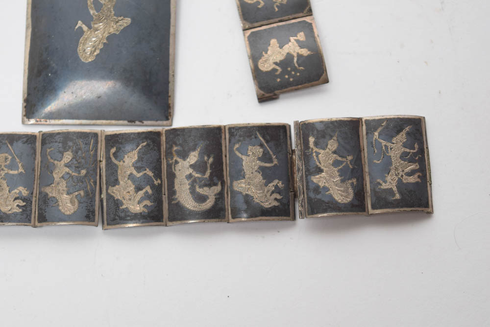 Vintage Sterling Silver and Enamel Bodhisattva Jewelry