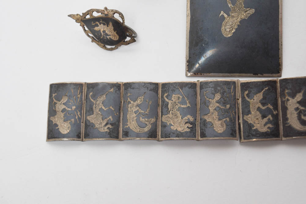 Vintage Sterling Silver and Enamel Bodhisattva Jewelry