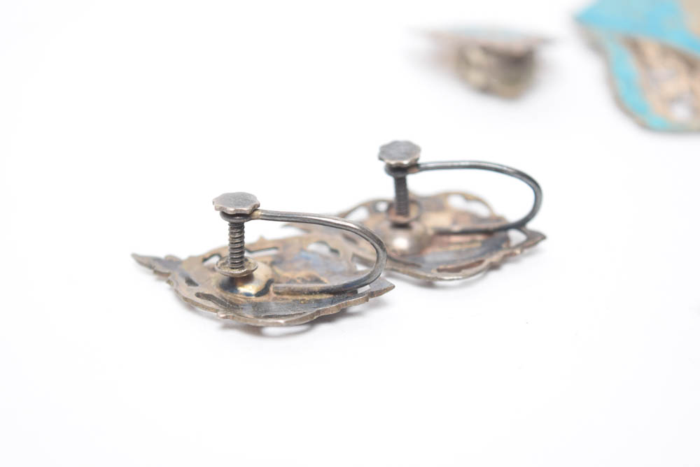 Vintage Sterling Silver and Enamel Bodhisattva Jewelry