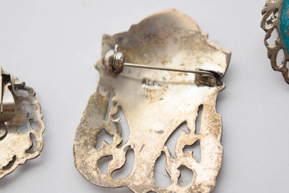 Vintage Sterling Silver and Enamel Bodhisattva Jewelry