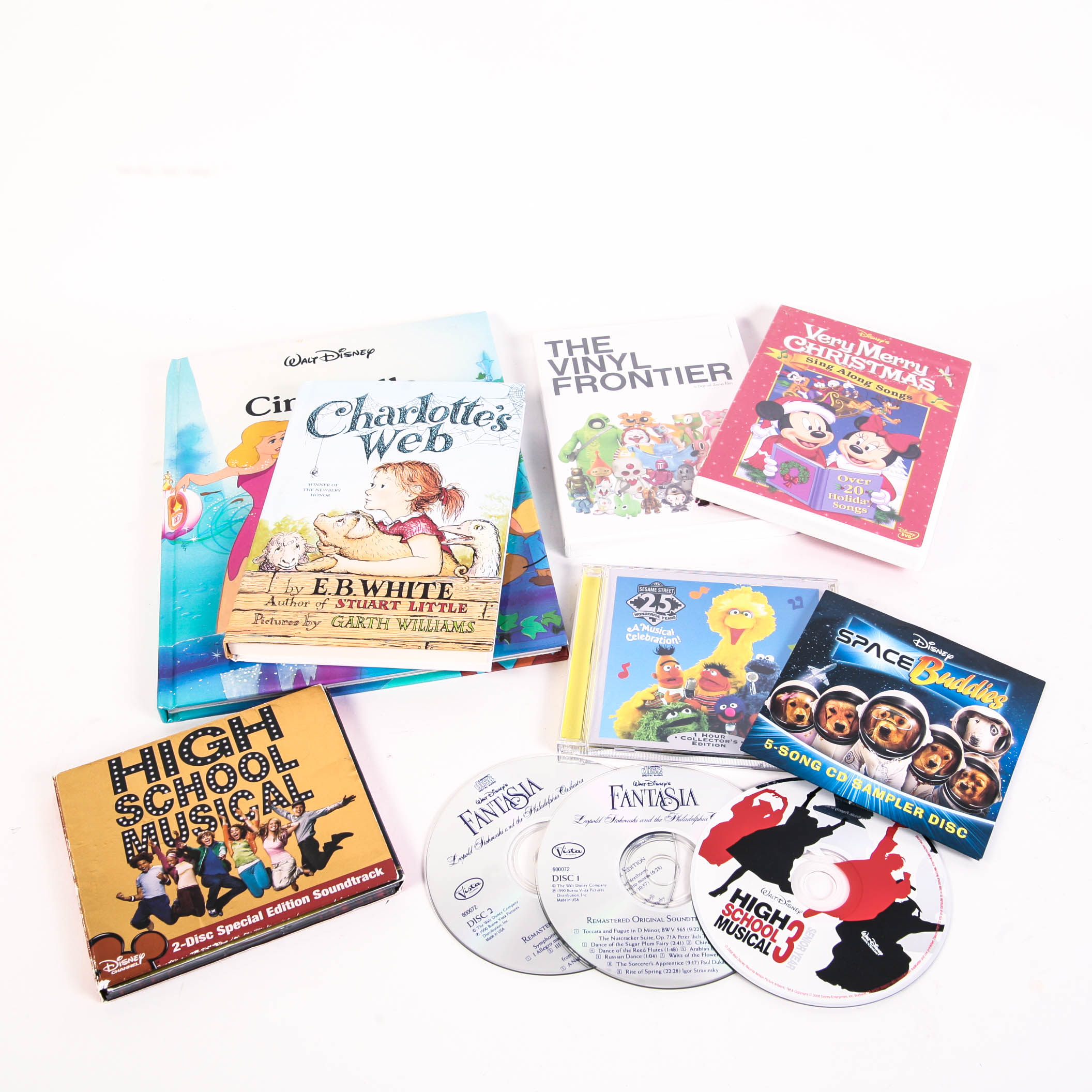 Collection of Disney and Sesame Street Music, Movies, and More.