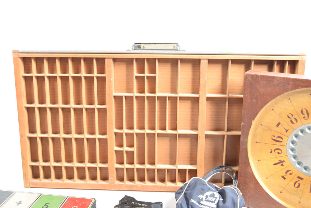 Vintage Game Boards and Type Drawer