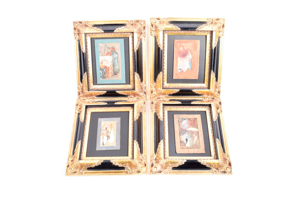 Set of Four Original Collages by John Riordan