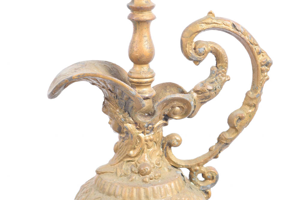 Pair of Vintage Brass and Cut Glass Globe Lamps