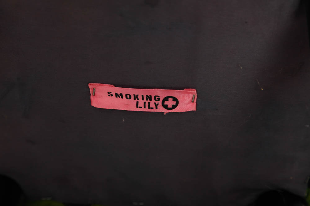 Upholstered Footstool With Insect Pattern Fabric