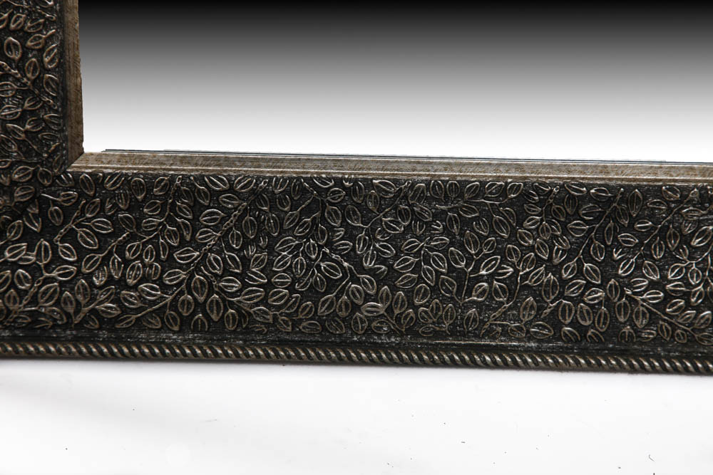 Silver Tone Leaf Motif Wall Mirror