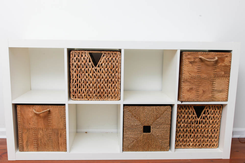 White Storage Cubby With Basket Drawers
