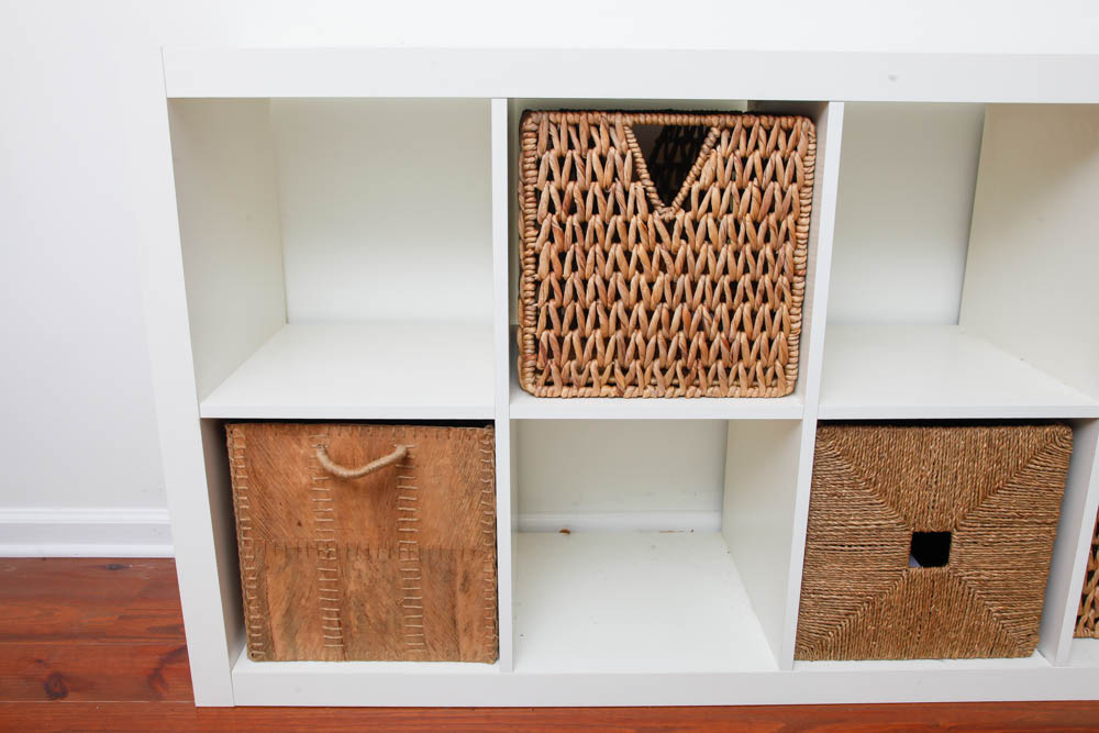 White Storage Cubby With Basket Drawers