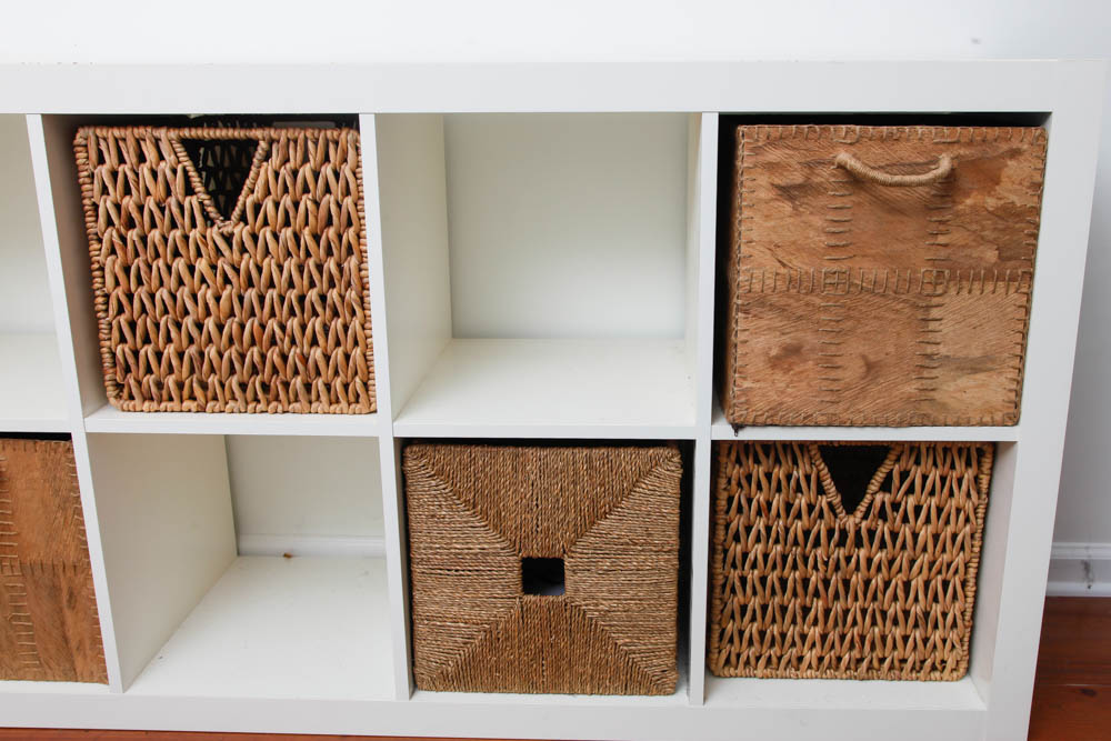 White Storage Cubby With Basket Drawers