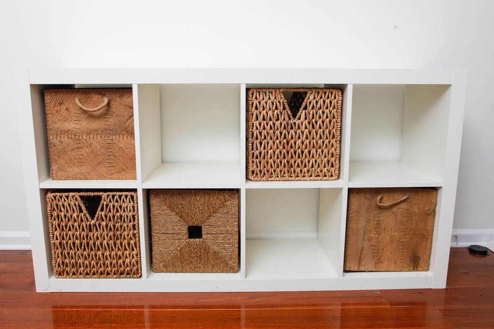 White Storage Cubby With Basket Drawers