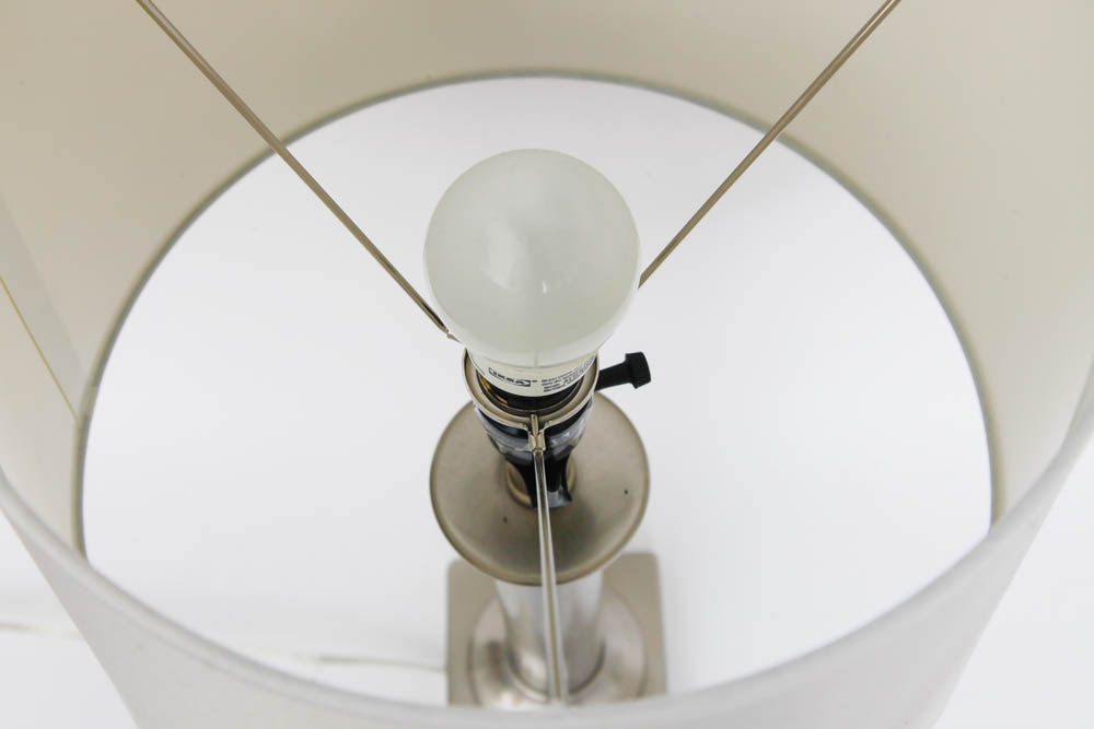 Pair of Silver Tone Table Lamps