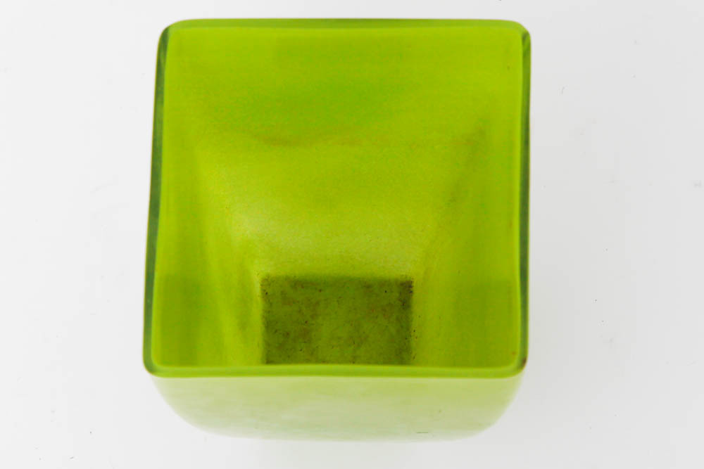 Trio of Lime Green Decorative Vases and Tray