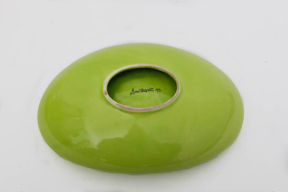 Trio of Lime Green Decorative Vases and Tray