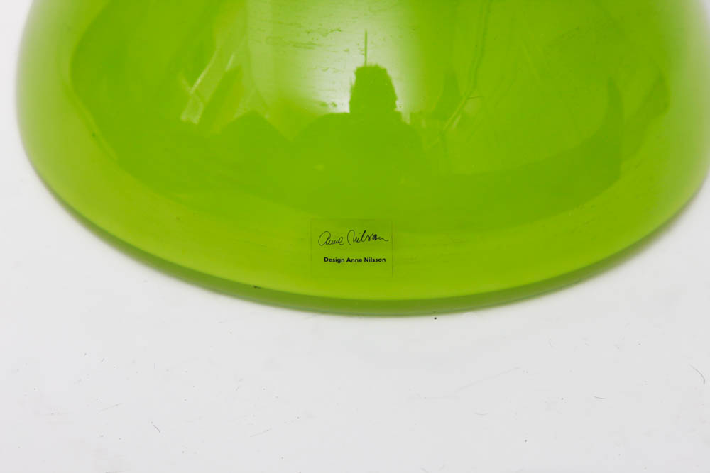 Trio of Lime Green Decorative Vases and Tray