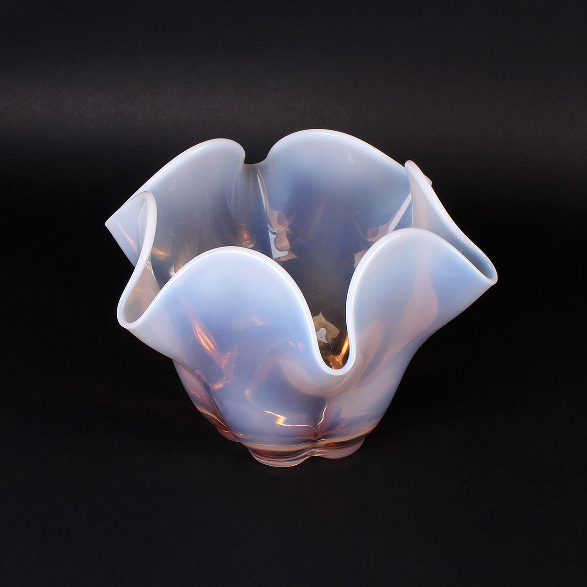 Opalescent Crimped Glass Bowl