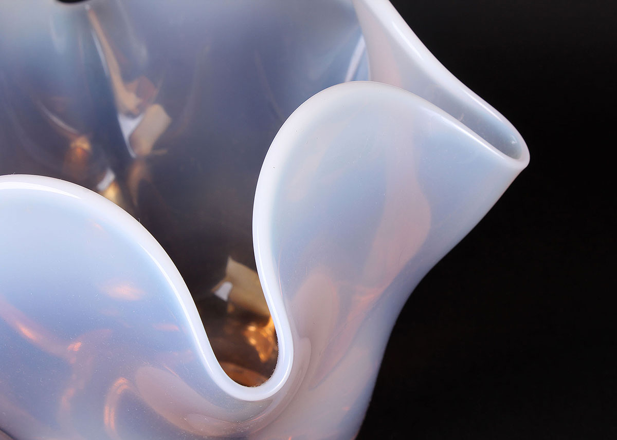 Opalescent Crimped Glass Bowl