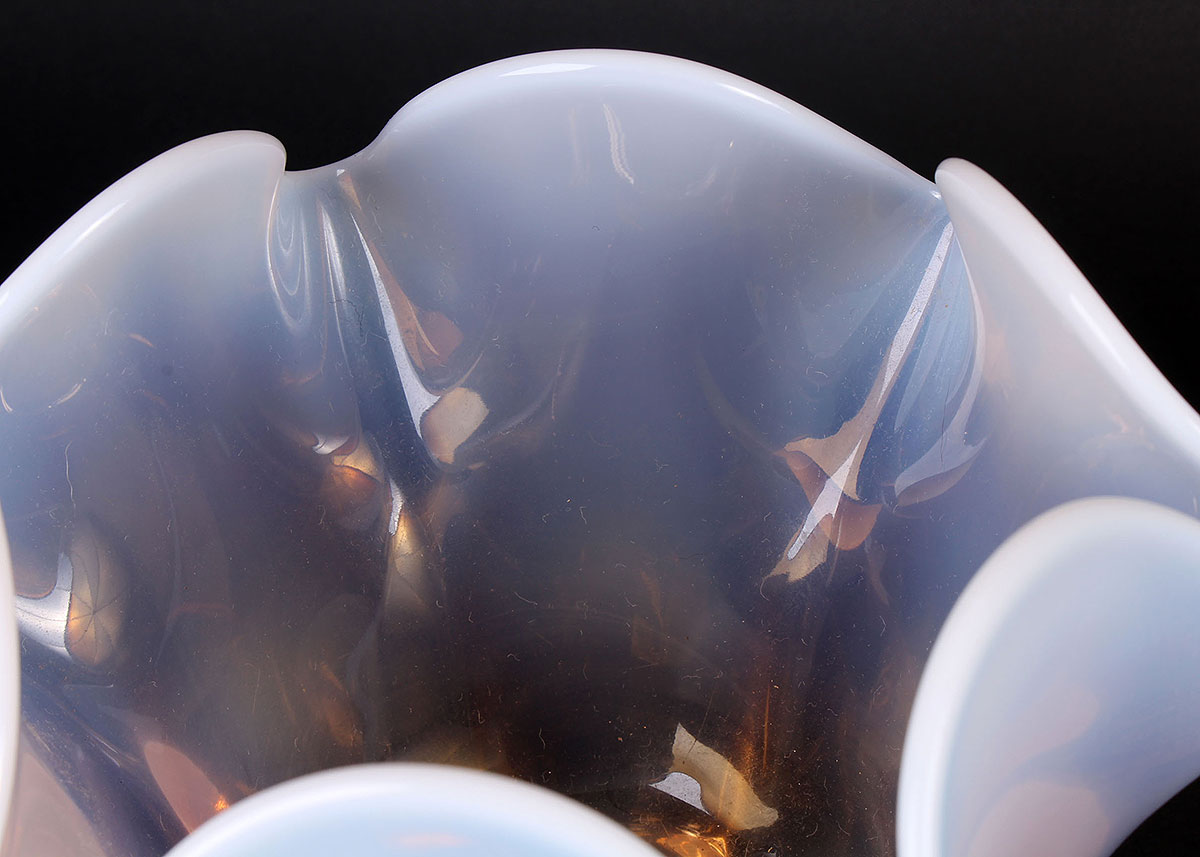 Opalescent Crimped Glass Bowl