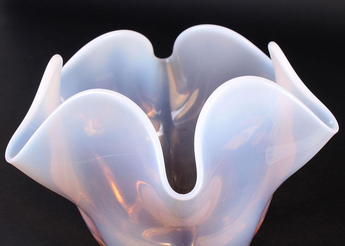 Opalescent Crimped Glass Bowl