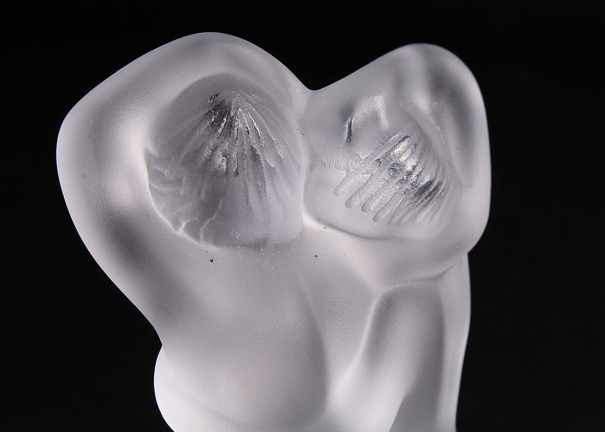 Lalique France Crystal "Pan and Diane" Sculpture